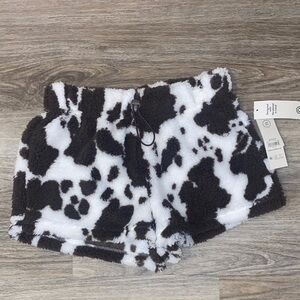 Brown and White Cow Print Fleece Shorts